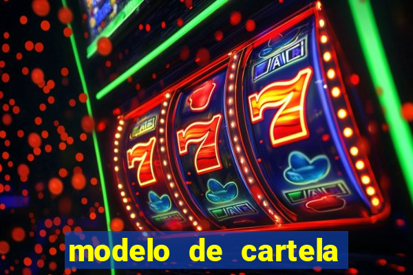 modelo de cartela de bingo em branco